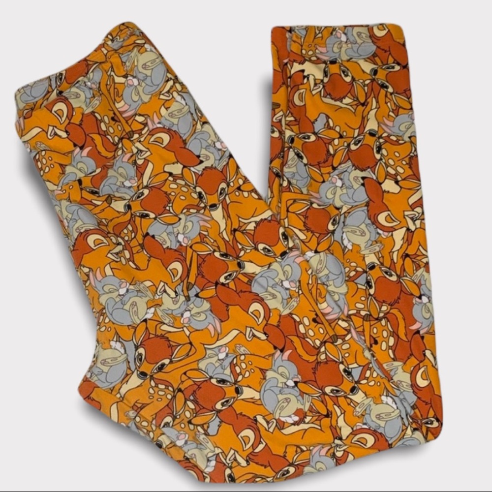 Lularoe (OS) BAMBI & THUMPER brown/gray leggings- Disney leggings